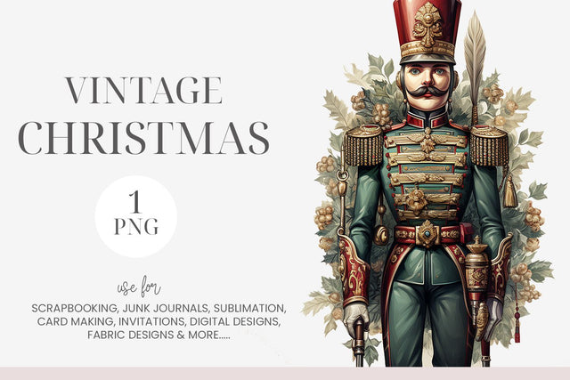 Vintage Christmas Nutcracker Clipart Sublimation BijouBay 