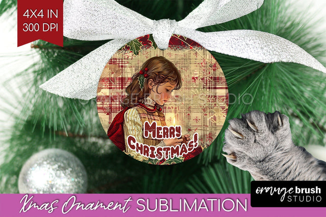 Vintage Christmas Ornament PNG - Retro Xmas Sublimation Sublimation OrangeBrushStudio 