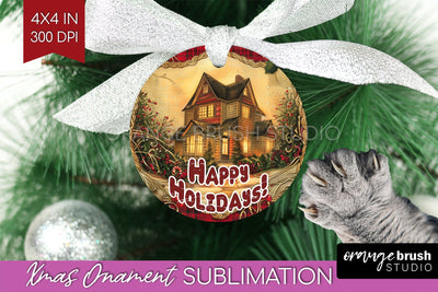 Vintage Christmas Ornament PNG - Retro Xmas Sublimation Sublimation OrangeBrushStudio 