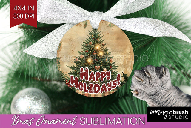 Vintage Christmas Ornament PNG - Retro Xmas Sublimation Sublimation OrangeBrushStudio 