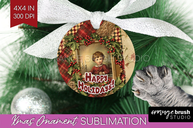 Vintage Christmas Ornament PNG - Retro Xmas Sublimation Sublimation OrangeBrushStudio 