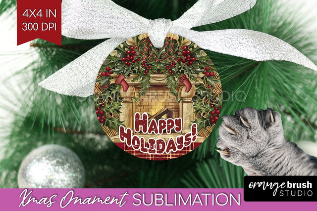 Vintage Christmas Ornament PNG - Retro Xmas Sublimation Sublimation OrangeBrushStudio 