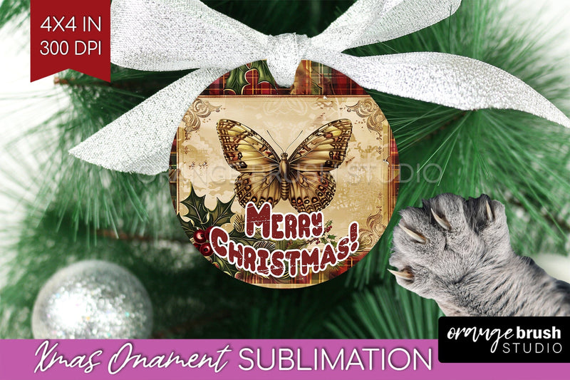 Vintage Christmas Ornament PNG - Retro Xmas Sublimation Sublimation OrangeBrushStudio 