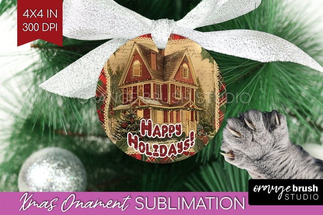 Vintage Christmas Ornament PNG - Retro Xmas Sublimation Sublimation OrangeBrushStudio 