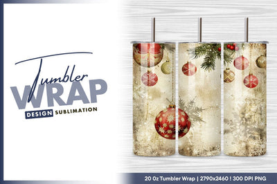 Vintage christmas ornaments background for tumbler png Sublimation Regulrcrative 