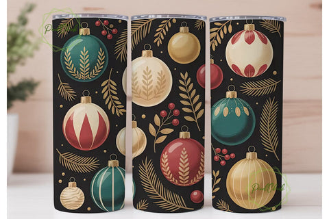 Vintage Christmas Ornaments Tumbler Wrap Sublimation PixelChick 
