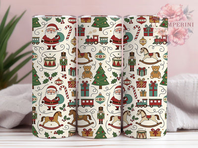 Vintage Christmas Pattern 20oz Tumbler, Vintage Christmas, Christmas Pattern, Vintage Xmas PNG, Christmas Tumbler, Vintage Tumbler, Vintage Tumbler PNG, Christmas Wrap PNG Sublimation Li Zamperini 
