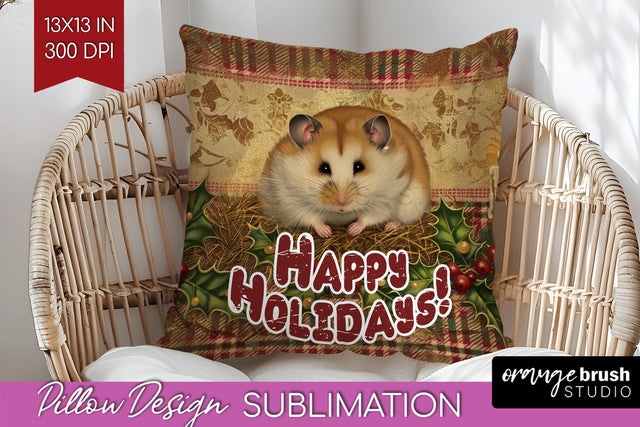 Vintage Christmas Pillow Sublimation - Xmas Pillow Cover PNG Sublimation OrangeBrushStudio 
