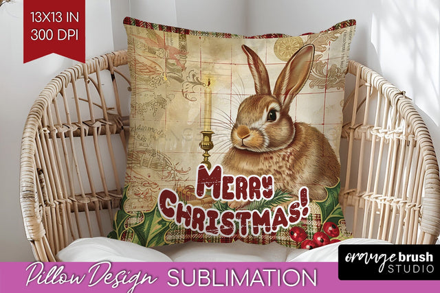 Vintage Christmas Pillow Sublimation - Xmas Pillow Cover PNG Sublimation OrangeBrushStudio 