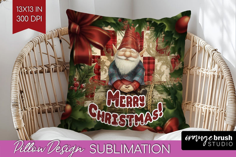 Vintage Christmas Pillow Sublimation - Xmas Pillow Cover PNG Sublimation OrangeBrushStudio 