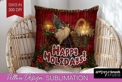 Vintage Christmas Pillow Sublimation - Xmas Pillow Cover PNG Sublimation OrangeBrushStudio 