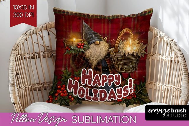 Vintage Christmas Pillow Sublimation - Xmas Pillow Cover PNG Sublimation OrangeBrushStudio 