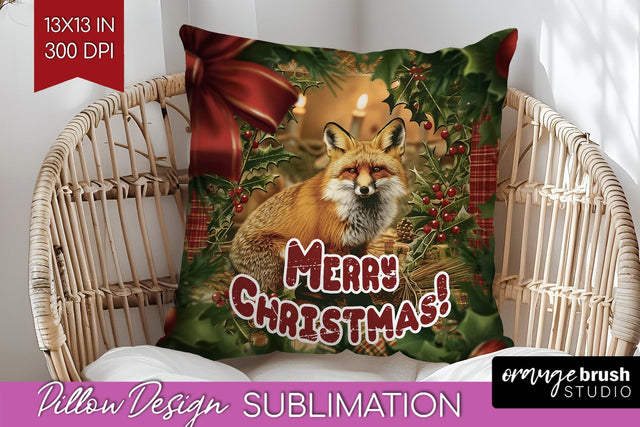 Vintage Christmas Pillow Sublimation - Xmas Pillow Cover PNG Sublimation OrangeBrushStudio 