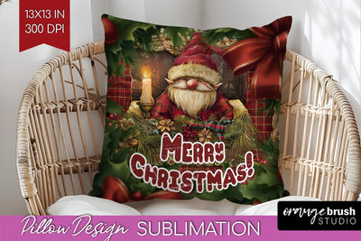 Vintage Christmas Pillow Sublimation - Xmas Pillow Cover PNG Sublimation OrangeBrushStudio 