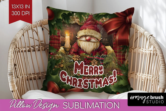 Vintage Christmas Pillow Sublimation - Xmas Pillow Cover PNG Sublimation OrangeBrushStudio 