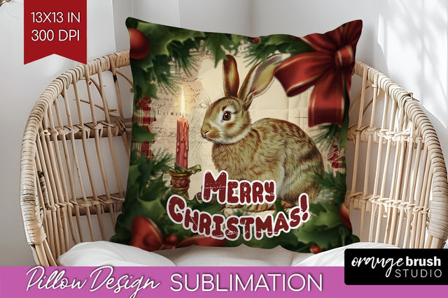 Vintage Christmas Pillow Sublimation - Xmas Pillow Cover PNG Sublimation OrangeBrushStudio 