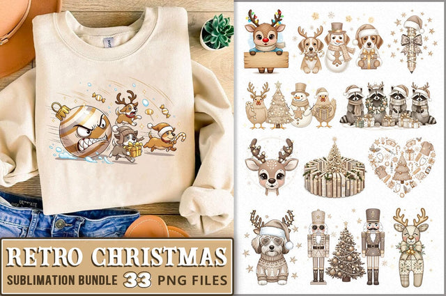 Vintage Christmas PNG Bundle Sublimation Shetara Begum 