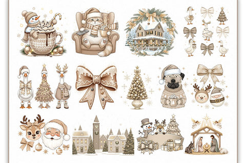 Vintage Christmas PNG Bundle Sublimation Shetara Begum 