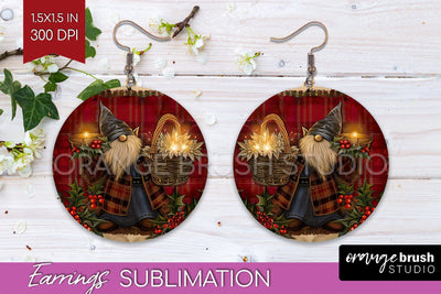 Vintage Christmas Round Earrings - Retro Xmas Sublimation Sublimation OrangeBrushStudio 