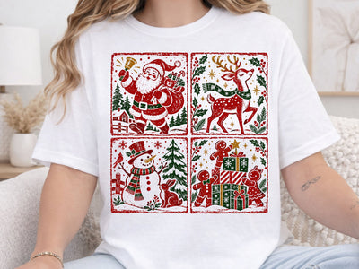 Vintage Christmas Santa Grid Collage PNG SVG DesignDestine 