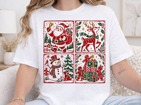 Vintage Christmas Santa Grid Collage PNG SVG DesignDestine 