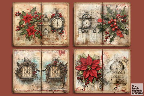 Vintage Christmas Santa | Junk Journal Pages Digital Pattern Fine Purple Elephant Creations 