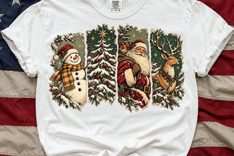 Vintage Christmas Scenes Sublimation PNG SVG DesignDestine 