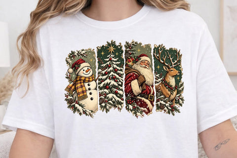 Vintage Christmas Scenes Sublimation PNG SVG DesignDestine 