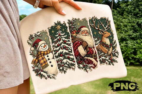 Vintage Christmas Scenes Sublimation PNG SVG DesignDestine 
