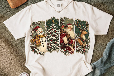 Vintage Christmas Scenes Sublimation PNG SVG DesignDestine 