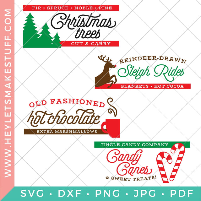 Vintage Christmas Sign Bundle SVG Hey Let's Make Stuff 