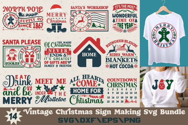 Vintage Christmas Sign Making SVG Bundle SVG Angelina750 