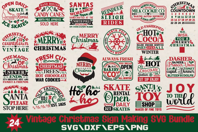 Vintage Christmas Sign Making SVG Bundle SVG Angelina750 
