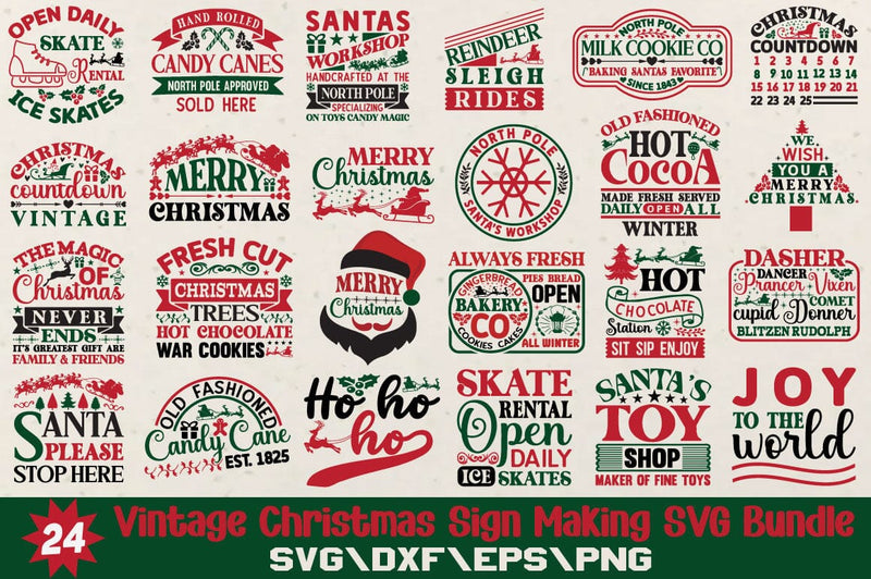 Vintage Christmas Sign Making SVG Bundle SVG Angelina750 