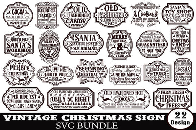Vintage Christmas Sign SVG Bundle SVG Angelina750 