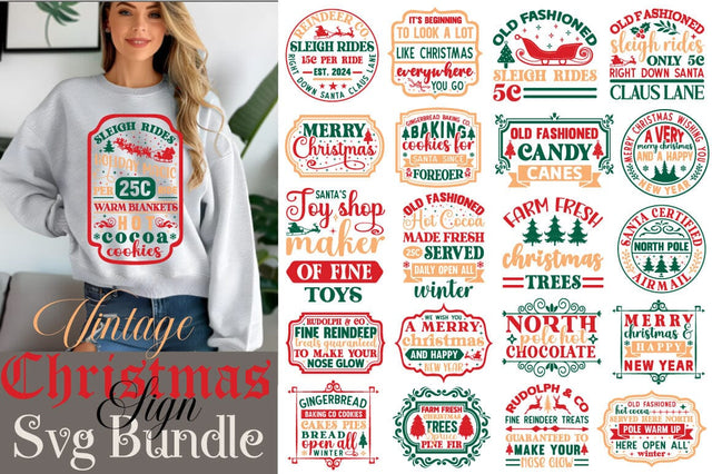 Vintage Christmas Sign SVG Bundle SVG Angelina750 