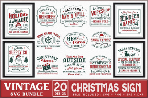 Vintage Christmas Sign SVG Bundle SVG Shetara Begum 