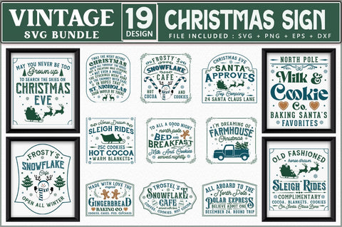 Vintage Christmas Sign SVG Bundle SVG Shetara Begum 