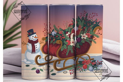 Vintage Christmas Sleigh 20oz Tumbler Sublimation sassyprint 