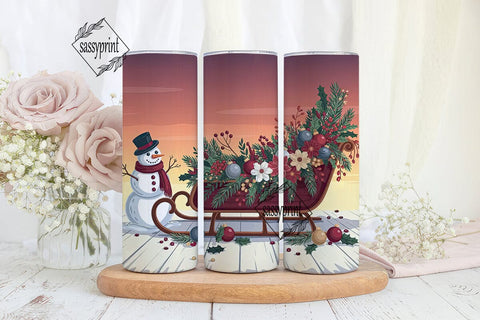 Vintage Christmas Sleigh 20oz Tumbler Sublimation sassyprint 