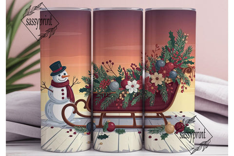 Vintage Christmas Sleigh 20oz Tumbler Sublimation sassyprint 