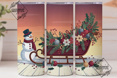 Vintage Christmas Sleigh 20oz Tumbler Sublimation sassyprint 