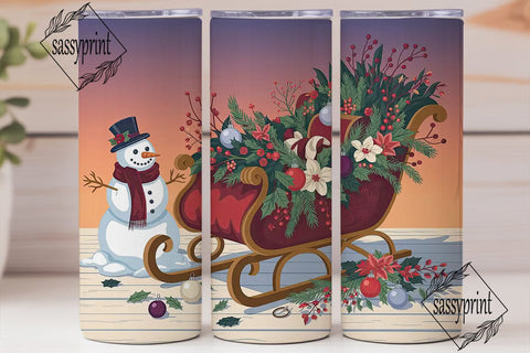 Vintage Christmas Sleigh 20oz Tumbler Sublimation sassyprint 