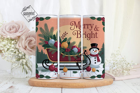 Vintage Christmas Sleigh 20oz Tumbler Sublimation sassyprint 