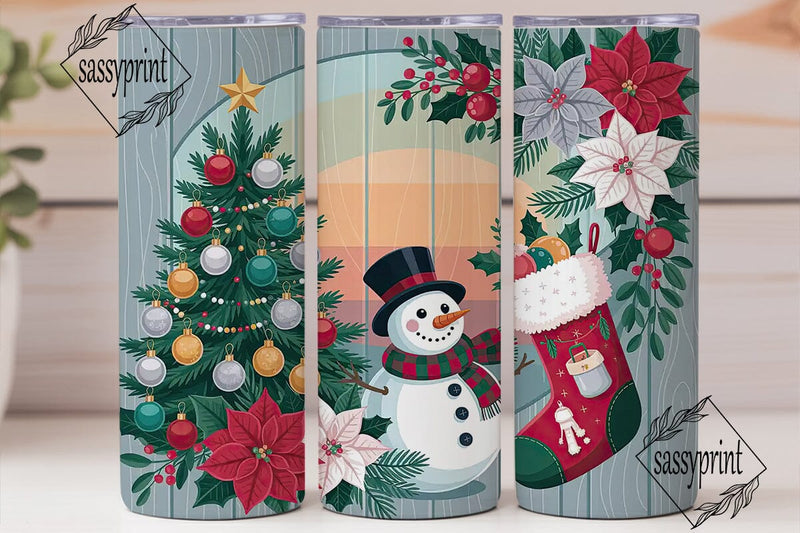 Vintage Christmas Snowman 20oz Tumbler Sublimation sassyprint 