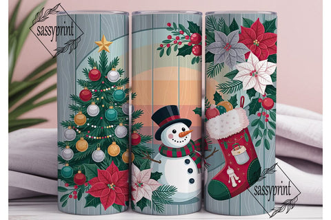 Vintage Christmas Snowman 20oz Tumbler Sublimation sassyprint 