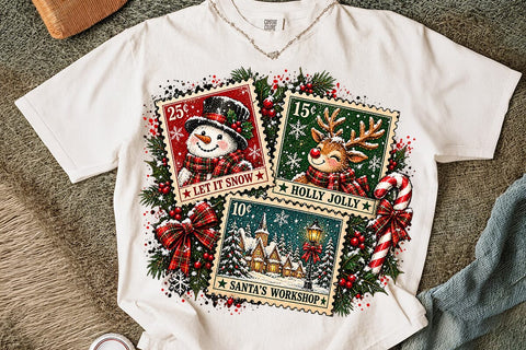 Vintage Christmas Stamps Sublimation PNG SVG DesignDestine 