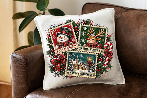 Vintage Christmas Stamps Sublimation PNG SVG DesignDestine 