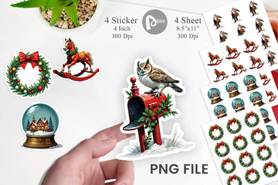 Vintage Christmas Sticker Sublimation artnoy 