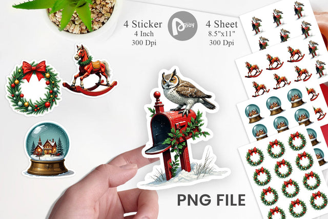 Vintage Christmas Sticker Sublimation artnoy 